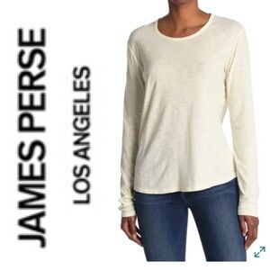BNWT James Perse long sleeves crew neck size 3 in White